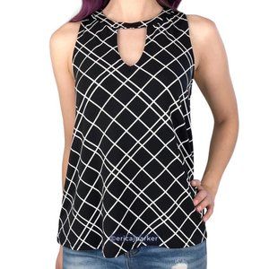 Banana Republic Black and White Geometric Sleeveless Blouse Size PXS
